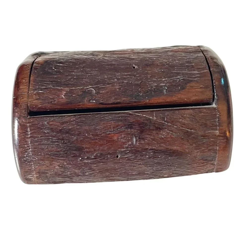 Vintage Hand Carved Pine? Wood Toothpick Holder Signed Marcos C.R. 96